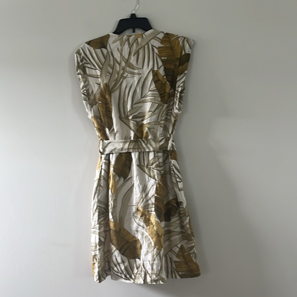 Massimo Dutti Leaves Print 100% Linen Belt Dress Two Pockets Sz M EU38 - Picture 11 of 17